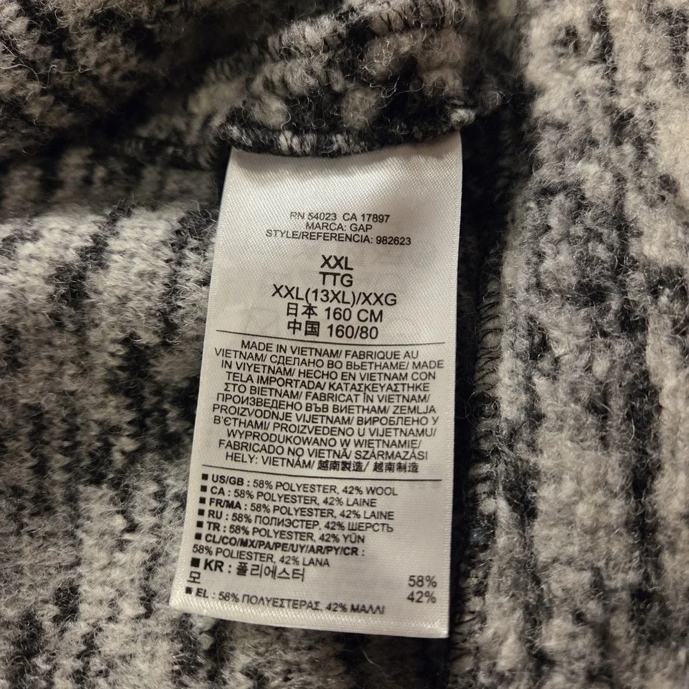 Gap‎ Kids Wool Blend Sweater Jacket, Girl's Size XXL 14/16, Gray & Black